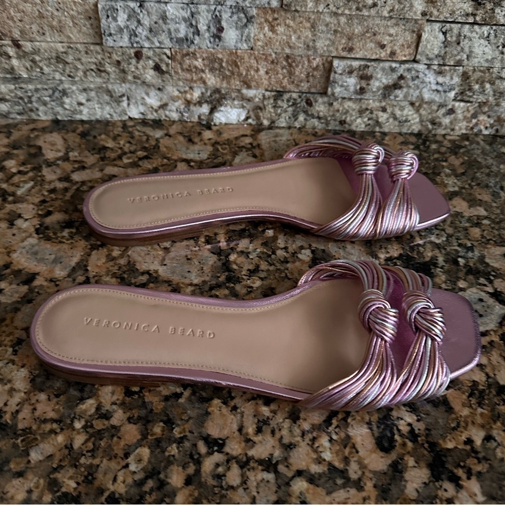 Veronica Beard Gemma Metallic Slide Sandal - Picture 3 of 9